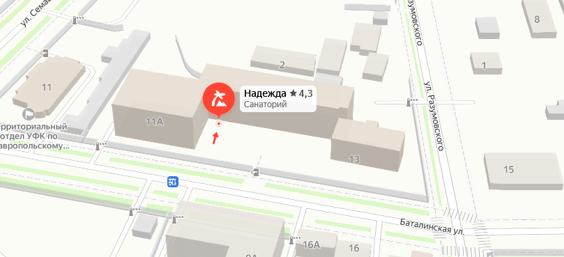 Санаторий «Надежда» на карте essentuki
