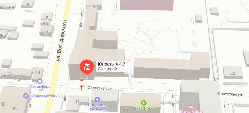 Санаторий «Юность» на карте 