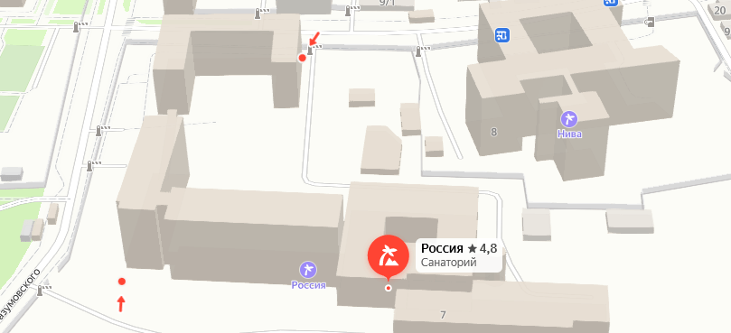 Санаторий «Россия» на карте 
